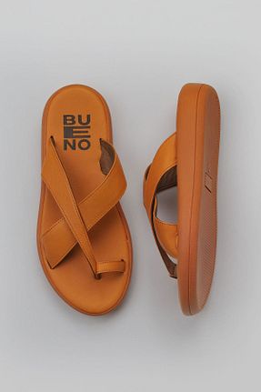 دمپائی نارنجی زنانه چرم خالص Bueno Shoes - کد 774837587