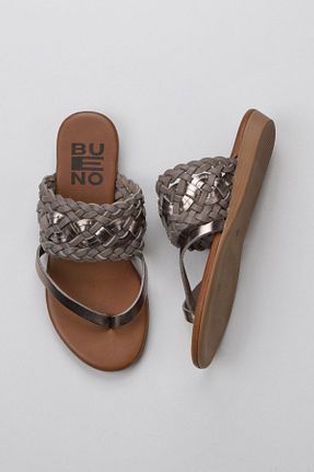 دمپائی طوسی زنانه چرم خالص Bueno Shoes - کد 680110660