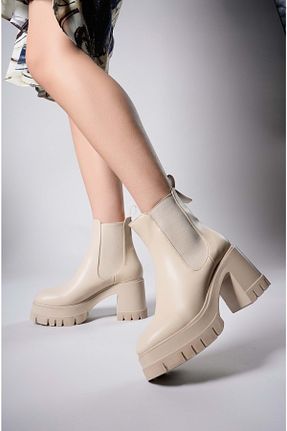 بوت / نیم بوت بژ زنانه پاشنه تخت Kids Club Shoes - کد 809880382