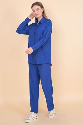ست بالاتنه و پائین تنه آبی زنانه بافتنی ABS FASHİON - کد 858147043