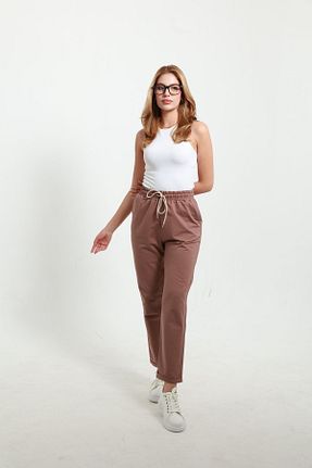 شلوار کرمگن قهوه ای زنانه رگولار TKT - کد 858440658