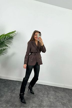 کت بلیزر قهوه ای زنانه پارچه Lady Pixie - کد 858457110