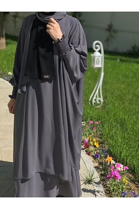 ست بالاتنه و پائین تنه حجاب طوسی زنانه رگولار NAKŞİDİL - کد 286252349