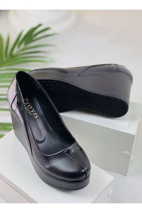 کفش پاشنه بلند پر مشکی زنانه پاشنه متوسط (5-9 سانتی متر) NOUVA1 - کد 849111931