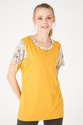 بلوز آبی زنانه چاپی Desen Triko - کد 107152208
