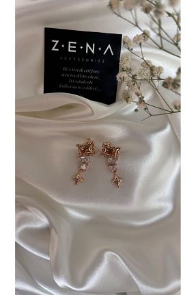 گوشواره استیل (فولاد) صورتی زنانه استیل ضد زنگ ZENA ACCESSORİES - کد 853963625