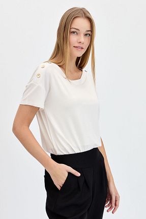 تیشرت نباتی زنانه رگولار Desen Triko - کد 811617177