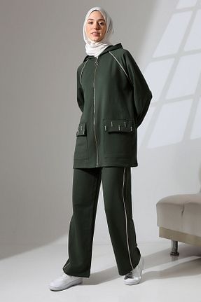 ست بالاتنه و پائین تنه حجاب خاکی زنانه رگولار Mihran Butik - کد 841279535
