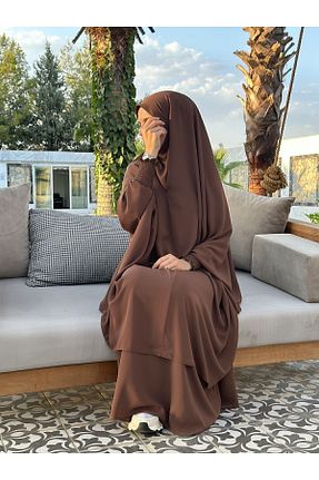 ست بالاتنه و پائین تنه حجاب قهوه ای زنانه گشاد Genel Markalar - کد 774328174