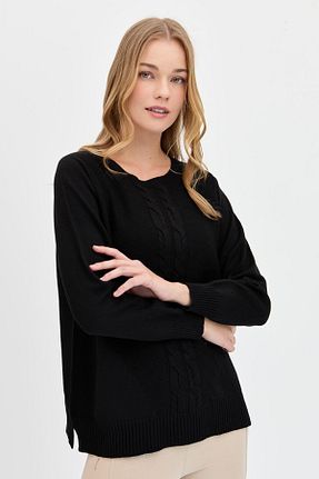 پلیور مشکی زنانه ساده Desen Triko - کد 851604250