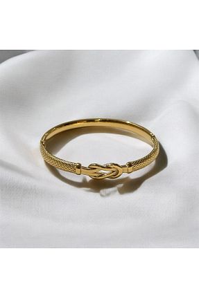 دستبند استیل (فولاد) طلائی زنانه استیل (فولاد) RENGARENK - کد 858435896