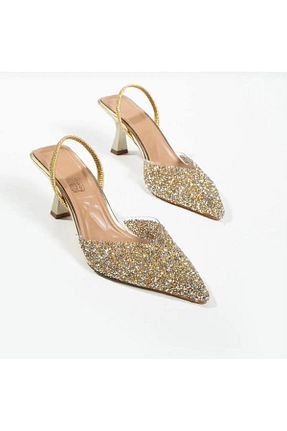 کفش مجلسی طلائی زنانه پاشنه نازک Zoom Women Style - کد 834430827