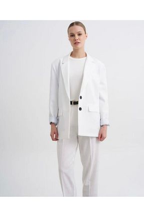 کت سفید زنانه رگولار gül sezgin butik - کد 841591198