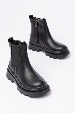بوت / نیم بوت مشکی بچه گانه چرم مصنوعی p papuccum ortopedi çocuk ayakkabıları - کد 853795683