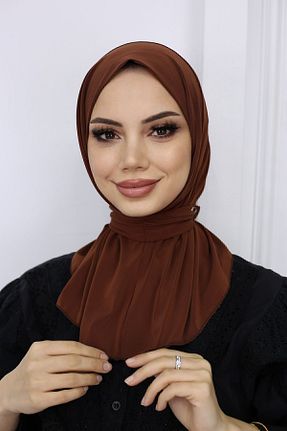 شال قهوه ای زنانه پنبه ای feronis - کد 801310918