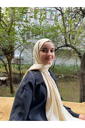 شال بژ زنانه پنبه ای shalby - کد 858492790