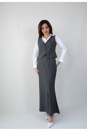ست بالاتنه و پائین تنه طوسی زنانه بافتنی Bezzazzen - کد 858498339