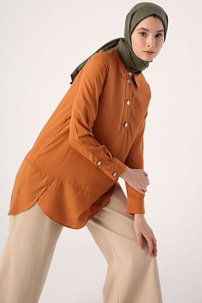تونیک حجاب قهوه ای زنانه ویسکون ALLDAY - کد 683017206