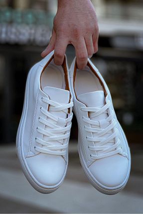 کفش اسنیکر سفید مردانه بند دار BESS SHOES - کد 858575002