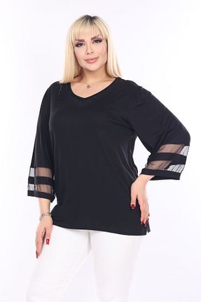 بلوز سایز بزرگ مشکی زنانه سایز بزرگ garajmood - کد 801869509