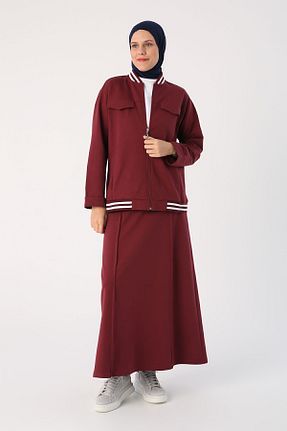ست بالاتنه و پائین تنه حجاب زرشکی زنانه رگولار ALLDAY - کد 650125848
