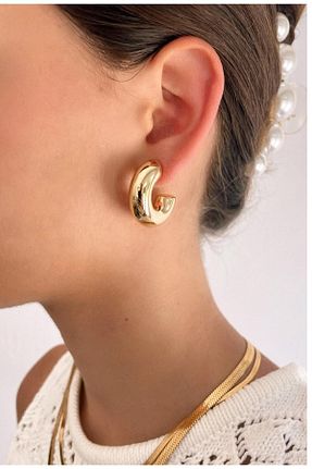 گوشواره استیل (فولاد) طلائی زنانه روکش طلا MRK - کد 304220786