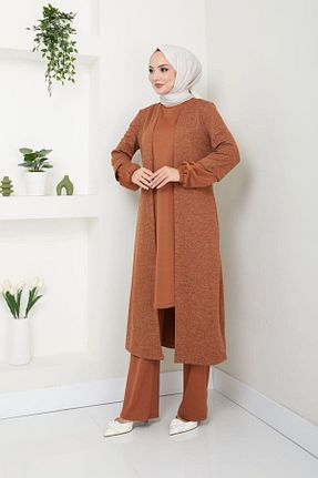 ست بالاتنه و پائین تنه قهوه ای زنانه بافت Ayşe Melek - کد 858552773