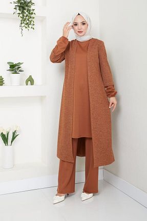 ست بالاتنه و پائین تنه قهوه ای زنانه بافت Ayşe Melek - کد 858552773
