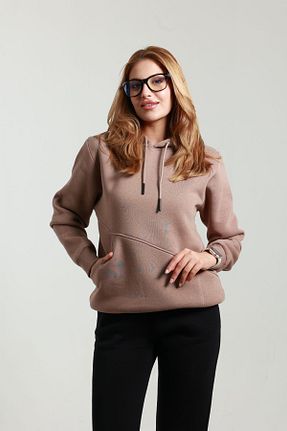 سوئیشرت قهوه ای زنانه ساده TKT - کد 858558464