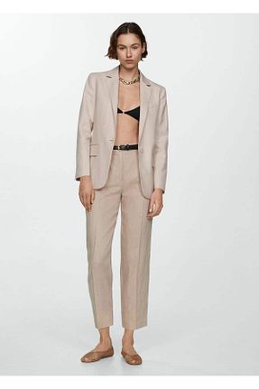 شلوار بژ زنانه کتان MANGO - کد 820200742
