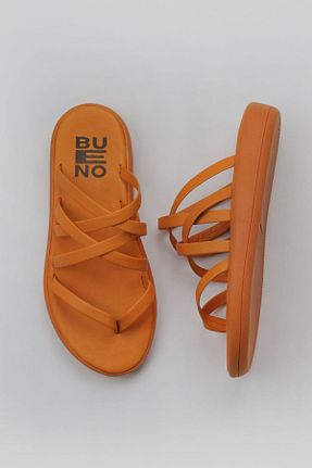 دمپائی نارنجی زنانه چرم خالص Bueno Shoes - کد 774836861