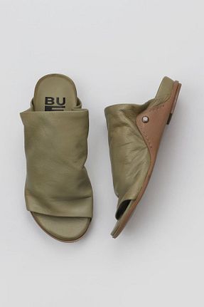 دمپائی خاکی زنانه چرم خالص Bueno Shoes - کد 680394470
