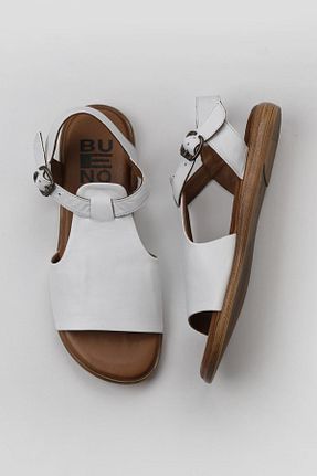 صندل سفید زنانه پاشنه تخت Bueno Shoes - کد 774534913