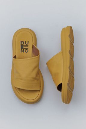 دمپائی زرد زنانه چرم خالص Bueno Shoes - کد 774837218