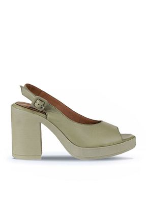 کفش پاشنه بلند کلاسیک خاکی زنانه چرم خالص Bueno Shoes - کد 666847240