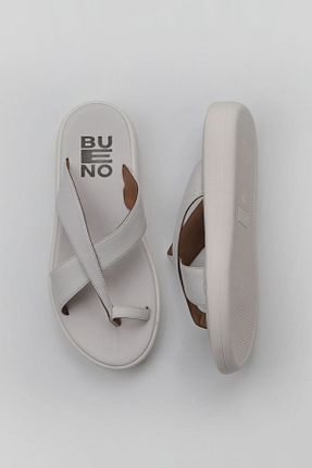 دمپائی سفید زنانه چرم خالص Bueno Shoes - کد 774837718