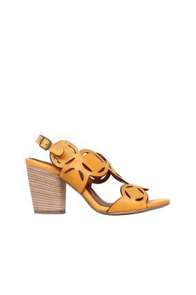 کفش پاشنه بلند کلاسیک زرد زنانه چرم خالص Bueno Shoes - کد 66875197
