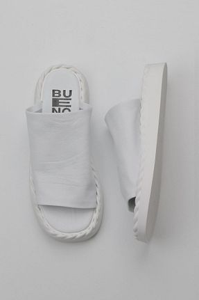 دمپائی سفید زنانه چرم خالص Bueno Shoes - کد 774569872