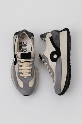 کفش اسنیکر طوسی زنانه چرم اصل Bueno Shoes - کد 455264622