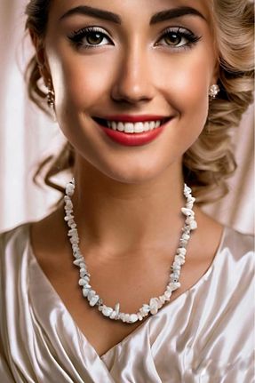 گردنبند جواهر رنگی زنانه سنگ طبیعی Pozitif Doğal Taş - کد 353574784