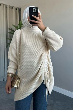 پلیور حجاب بژ زنانه رگولار Şule Giyim - کد 776381010