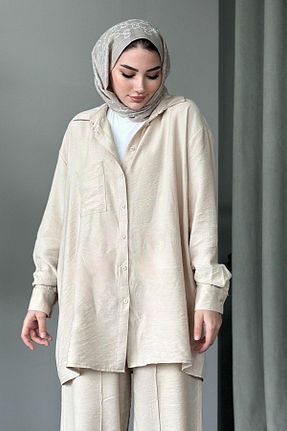 ست بالاتنه و پائین تنه حجاب بژ زنانه رگولار HAZA MODA - کد 818711422