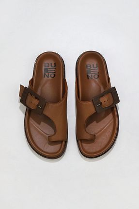 دمپائی قهوه ای زنانه چرم خالص Bueno Shoes - کد 345862191
