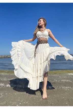 دامن بژ زنانه پنبه ای giysimo - کد 817175758