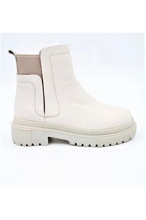 بوت / نیم بوت بژ زنانه چرم خالص STEP MORE - کد 639286889