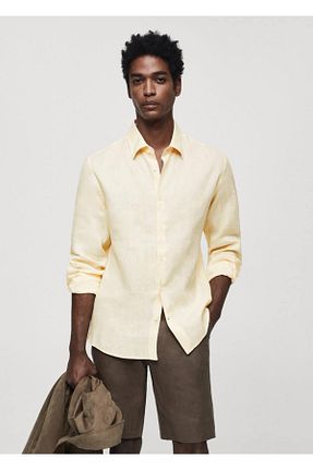 پیراهن زرد مردانه رگولار MANGO Man - کد 807595245