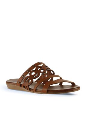 دمپائی قهوه ای زنانه چرم خالص Bueno Shoes - کد 290103215