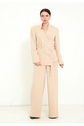 ست بالاتنه و پائین تنه بژ زنانه بافتنی Genel Markalar - کد 791075502