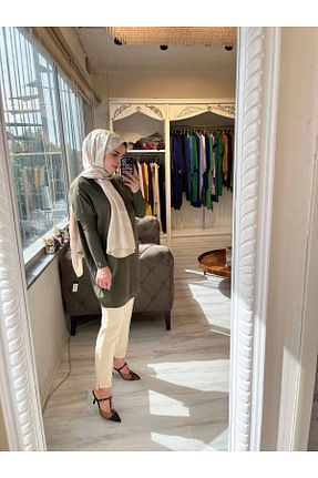 تونیک حجاب خاکی زنانه پنبه ای Invee - کد 858557706