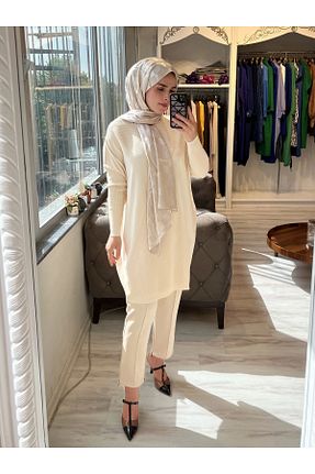تونیک حجاب بژ زنانه پنبه ای Invee - کد 858557896